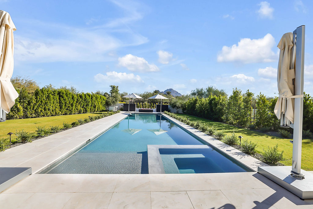 A finished Ella Lee backyard and pool