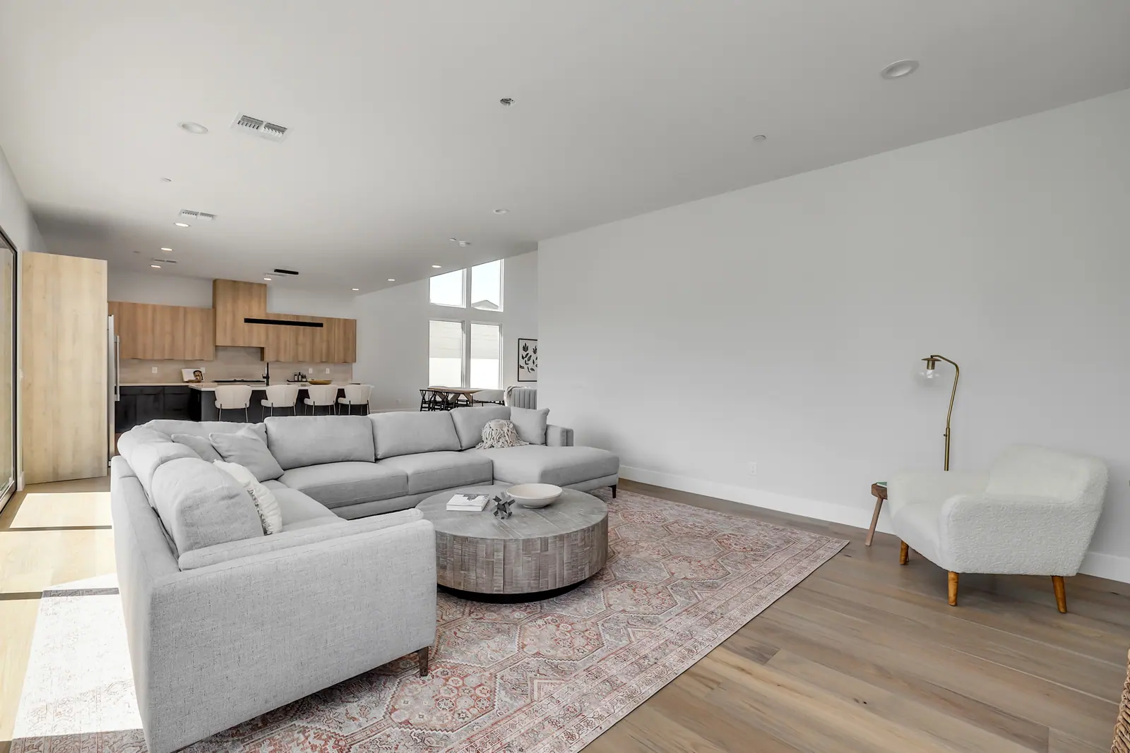 Custom home great room with refined finishes and indoor-outdoor flow