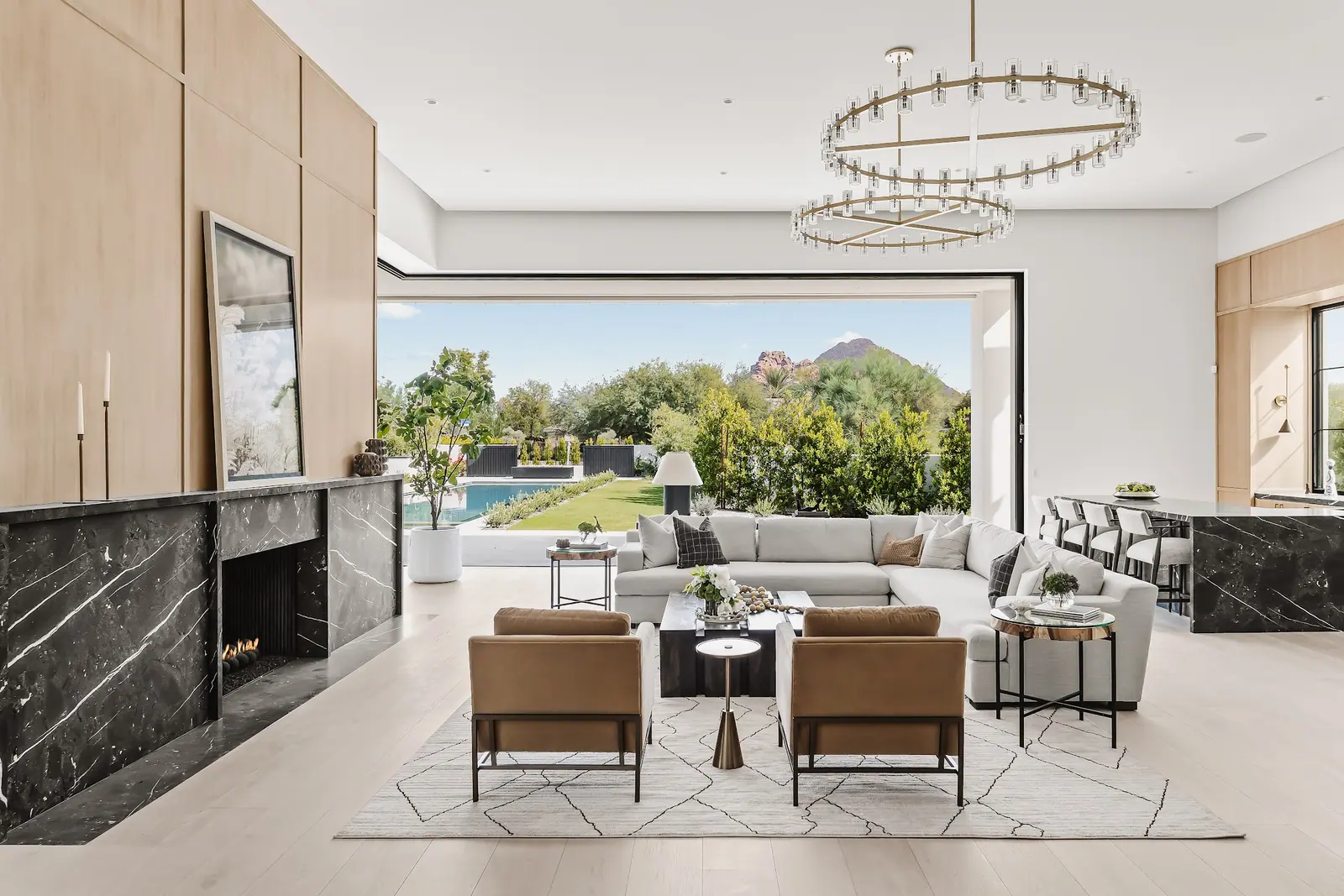 Refined custom home interior with natural light and natural materials