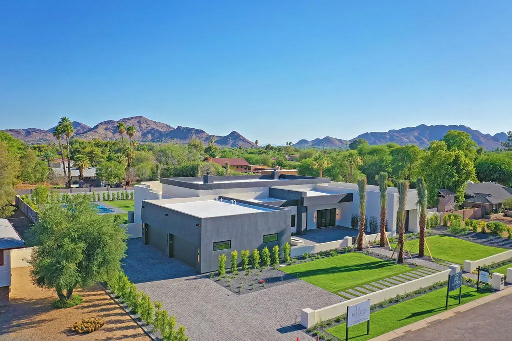 Aerial view of an Ella Lee Homes custom residence